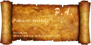 Pabics Anikó névjegykártya